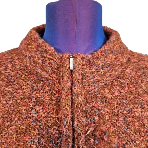 Alps Rust Orange Full Zip Mock Neck Cardigan Sweater‎ Size Medium Women's - Picture 3 of 12